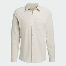 Adidas 男士休闲轻薄长袖衬衫，时尚百搭，适合日常穿着，春秋季 - 淡灰 - 查看 1