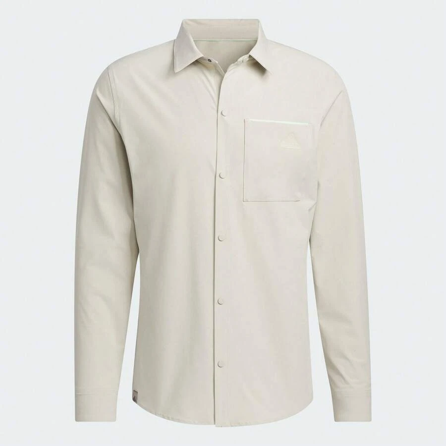 Adidas 男士休闲轻薄长袖衬衫，时尚百搭，适合日常穿着，春秋季 - 淡灰 - 查看 1