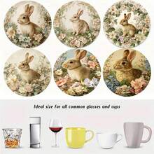 1 Set/4 Stücke/6 Stücke/300 Stücke Osterhasen- und Blumenmuster bedruckte Silicatonuntersetzer. Geeignet für Heimdekoration, Kaffeeshop, Nachmittagstee, Restaurantdekoration. Geeignet für Themenfeiern und tägliche Dekoration. Kann als Geschenk verwendet werden. - Verschiedenfarbig - Übersicht 2