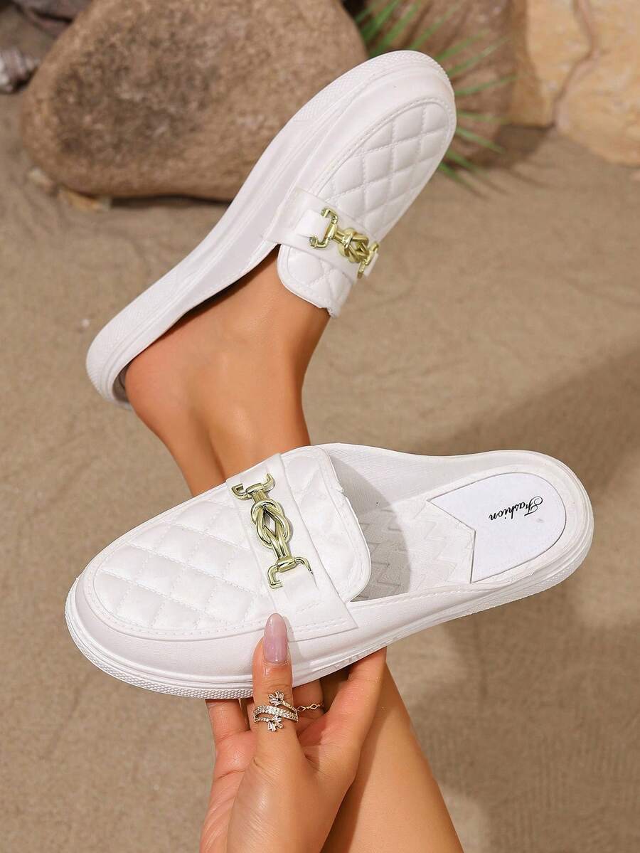 Women's Slip-On Loafers For Commuting And Work, Comfortable - White - View 1