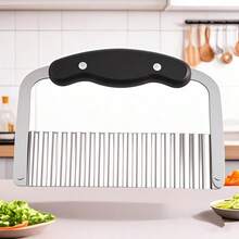 不锈钢波浪形土豆刀，多功能土豆切割器，可用于切薯条、土豆片、切花 - 黑色 - 查看 6