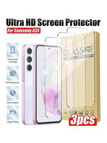 3pcs Ultra-Clear Tempered Glass Screen Protector, Waterproof, Anti-Fingerprint, Anti-Shock, Anti-Scratch, Compatible With Samsung Galaxy - Clear - View 22