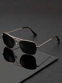 Retro Double Bridge Frame Glasses, Large Frame Flattering Unisex Eyeglasses - Multicolor - View 6