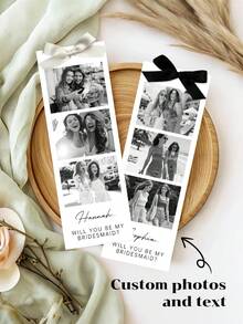 1/3pcs Customized Bridesmaid Proposal Photo Strip, Customize Photo And Text,Personalized Bridesmaid Proposal Gift Bookmark, Will You Be My Bridesmaids Card,Will You Be My Bridesmaid Card, Bridesmaid Proposal Card Template, Maid Of Honor Proposal Card - Multicolor - View 7