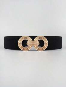 1pc Black Metal Round Elastic Cinch Belt Girdle Stretch Waistband Dress Halloween Summer, School Fall, Autumn, Halloween - Màu tím - Xem 3