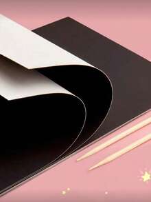 50pcs Magic Scratch Paper With 5pcs Bamboo Pens, Scratch Rainbow Art Paper Scratch Painting Kit With 5 Wooden Sticks Birthday Party Holiday Gift, Amazing Gift - Multicolor - View 5