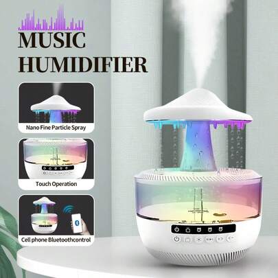 350ml Colorful Mushroom Music Aroma Humidifier, Remote Control, Ultra-Quiet Operation, 12-Hour Long Battery Life, Ideal For Bedroom, Living Room, And Halloween Decorations