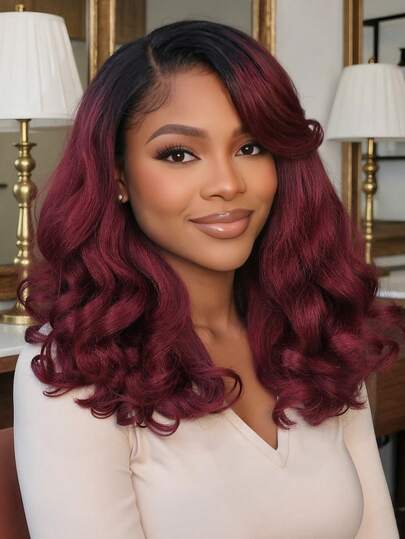 V-Part Synthetic Hair Wig With Yaki Texture, Curly Wave Hair Wigs Suitable For Winter, Ideal For Dark Women For Daily Use