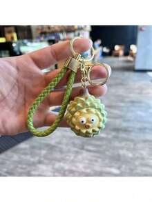 1个卡通木质风格趣味树脂水果系列钥匙扣，创意凸眼西瓜玩偶小礼物 - 彩色 - 查看 10