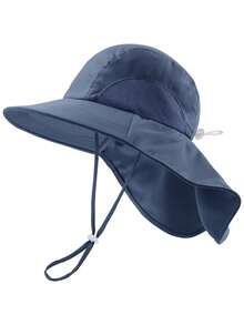 Baby/Toddler Wide Brim Sun Hat With Neck Flap, Essential For Beach & Vacation - 1PC - View 19