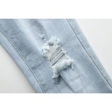 Pantalones Mezclilla Altos Roturas Diseño Para Mujer Dama - Azul - Ver 7
