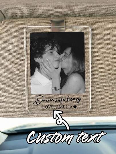 Personalized Photo Car Sun Visor Clip, A Gift For Him, Custom Couple's Photo, Wishing Him Driving, Valentine's Day Gift For Boyfriend Or Husband(7cm*5cm)