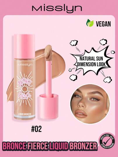  MISSLYN-BRONCE FIERCE Liquid Bronzer, Smooth Texture, Creates Natural Sunkissed Look, Suitable For Summer Beach, Liquid Highlighter Contouring, Silky High-Coverage, Soft-Focus Effect, Moisturizing Liquid Contour Stick For Radiant Complexion, Waterproof & Long-Lasting, Sculpts 3D Makeup Look