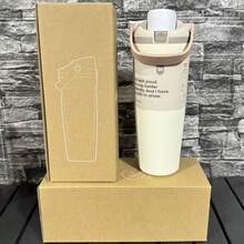 Sway 30oz/887ml Tumbler Cup Coffee Mug Stainless Steel Portable Vacuum Flask Cold Hot Sport Cup Car Cup With Straw Travel Mug Insulated Cup - Rose Quartz - 查看 3