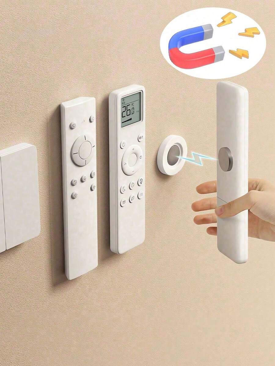 Magnetic Remote Control Holder Strong Magnetic Base For TV Air Conditioner Remote Control Magnetic Sticker For Living Room Home Theater Office School Sleek Men Women Space-Saving Storage And Organization Home Decor