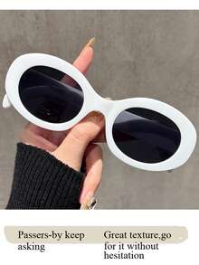 1pc Unisex Round Beach Fashion Glasses, Versatile & Fashionable - White Ash - View 5