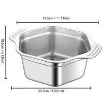 1个不锈钢加厚家用多功能火锅盆，不锈钢家用多功能蔬菜清洗盆，新款韩式小龙虾串盆，六角汤锅，防漏盆 - 彩色 - 查看 8