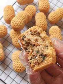 一套花生月饼模具，包含1个模具和1个印章，DIY手工压制月饼印章，绿豆糕，饼干，中秋节糕点模具，饼干工具，月饼制作器，烘焙工具 - 白色 - 查看 5