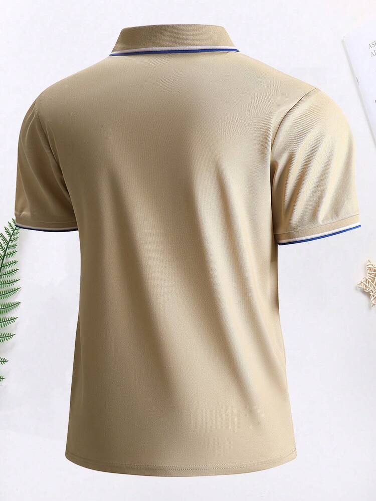 Áo Polo Golf Nam Mới 2026 - Được làm từ chất liệu cao cấp, thiết kế cổ áo tương phản, thấm hút mồ hôi và thoáng khí. - Màu Khaki - Xem 4