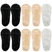 Calcetines invisibles para barco para mujer, de verano, delgados, sin deslizamiento, de encaje hueco, antideslizantes con silicona para damas - Multicolor - Ver 13