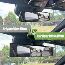 Wide Angle Oblong Rear View Mirror - Crystal Clear Flat Lens With Universal Fit, Easy Front Placement Installation, ABS Material, And Enhanced Driving Safety - A - View 2