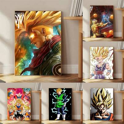 1PC Decorative Painting, Super Saiyan Japanese Anime Wall Art, Suitable For Living Room Or Bedroom Wall Decor, Frameless.