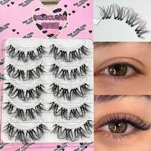 DOUDOUTIAN Curly False Eyelashes, 5 Pairs, Natural Curly, Fine And Soft, Thick And Pure Wild Makeup, Natural And Realistic False Eyelashes, Makeup Tools, Birthday Gift, Valentine's Day Gift, Holiday Party - Black - View 9