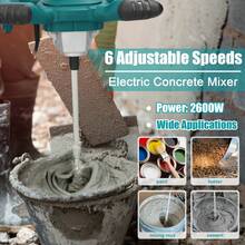 KKnoon 2600W Electric Concrete Mixer Portable Handheld Concrete Cement Mixer 6 Speeds Adjustable Mixing Machine Thinset Mortar Grout Plaster Paint Stirring Tool - verde menta - Ver 3