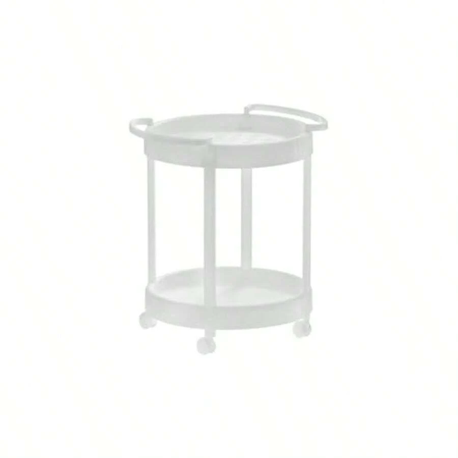 carrito organizadorItalhome Mesita De Plástico Redonda con Ruedas Carrito Organizador De Servicio 2 Niveles Mesa Auxiliar Bino - blanco - Ver 1