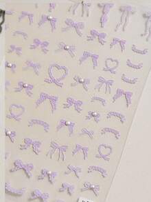 1个5D精致蝴蝶结美甲贴纸 日式马卡龙小丝带可爱DIY美甲贴纸 - 彩色 - 查看 4