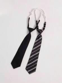 2pcs Striped Tie Stylish Adjustable Criss Cross Bow Tie For Daily Life - Đen và trắng - Xem 1