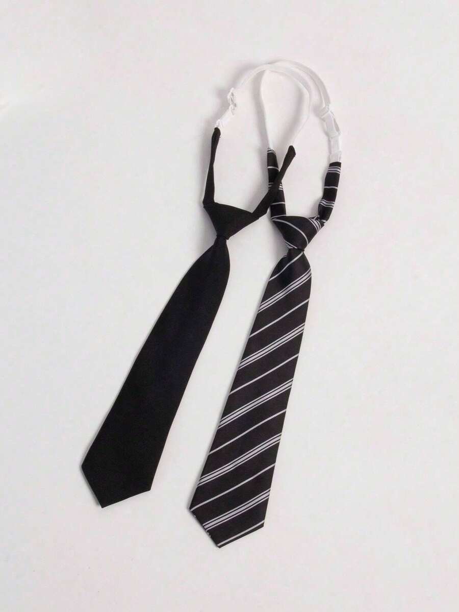 2pcs Striped Tie Stylish Adjustable Criss Cross Bow Tie For Daily Life - Đen và trắng - Xem 1