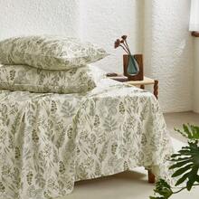 Botanical Bed Sheets, 4Piece Sheet Set, Floral Shabby Chic Leaves Pattern Printed Coquette Vintage Aesthetic Bedding, Deep Pocket, Olive Green, Queen Size - QueenOliveGreen - View 3