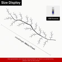 1PC, USB Powered, Fairy Vine Lights, Artificial Willow Vine Climbing Wall Lights For Garden, Christmas Lights For Bedroom Wall, 96LED, 1.8m/5.9ft, 8 Lighting Modes, Indoor Outdoor Decor For Bedroom, Wedding, Holiday (Without Battery) - 豐富多彩的 - 查看 6