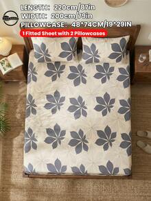 2/3件套印花床笠套装（1件床单+1/2个枕套，不含枕芯），亲肤床垫保护套，印花床垫罩，舒适柔软，透气，多种尺寸可选，适用于单人床/双人床/大号床/特大号床，可机洗，家居装饰，卧室装饰，通过Oeko-Tex认证 - 彩色 - 查看 24