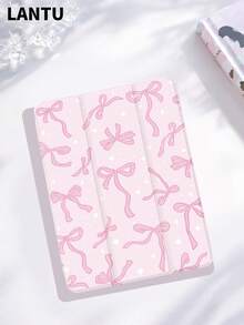 1个闪亮蝴蝶结图案平板电脑保护套，三折支架保护壳，兼容10.2英寸/11英寸（2020/2021款）、（A16）11英寸第11代（2025款）、第9/10代、Air 4代（10.9英寸）、Galaxy Tab S6 Lite 10.4英寸等型号，防摔，带笔槽，支持睡眠/唤醒功能，浪漫情人节礼物 - 彩色 - 查看 3