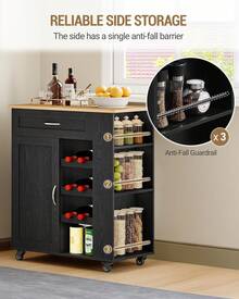 HaluPeit Serving Trolley With 3-Tier Wine Rack, Kitchen Trolley With Wheels, 3-Tier Storage Shelf, Wine Rack, For Kitchen, Living Rooms And Dining Rooms & Outdoor Use, 68 * 86 * 40 Cm - 黑色 - 查看 5