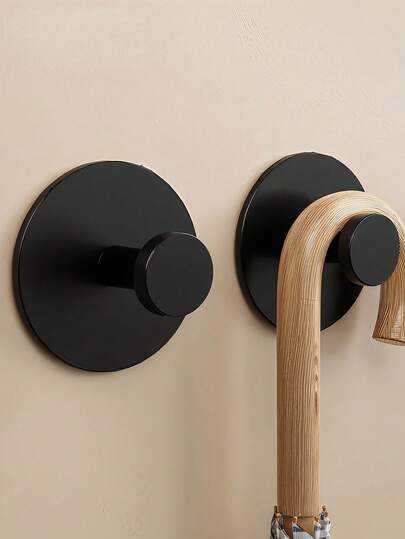 3pcs Bathroom Wall Multi-Function Towel Hooks, Minimalist Black Round Shape Super Adhesive Easy Installation Coat Hooks, Suitable For Christmas, Halloween, Kitchen, Bathroom, Living Room