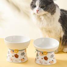 Elevated Cat Bowls, Ceramic Raised Cat Food And Water Dishes, Anti Vomit, Whisker Fatigue Relief - 250-350ML - View 6