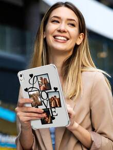 1pc Customizable LOVE Pattern Transparent Anti-Drop High Edge Tablet Protective Case, Suitable For Mini 4/5/6/Mini 7/9.7/10.2/10.5/Air 4/Air 5/10th/10.9/Pro 11"/Air 11 (M2)/Pro 11 (M4)/2024/ Air 13 (M3 2025)/ Air 11" (M3) 2025/ (A16) 11" 11th Gen 2025 Apple Models, Transparent Back Cover DIY, Valentine's Day - Clear - View 7