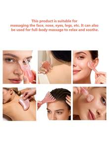 1/2/3/4/5/6件套面部美容按摩工具组合套装，女士面部提拉按摩，刮痧，眼部按摩，头部按摩多功能肌肉放松小工具 - 粉色 - 查看 4