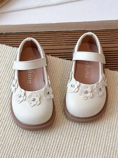 1 par de mocasines de princesa gruesos y lindos para niñas, zapatos de cuero patentado suaves y transpirables, antideslizantes y versátiles, simples y de moda, fáciles de poner y quitar, adecuados para primavera/verano/otoño