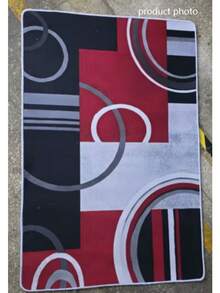 1pc Modern Geometric Pattern Soft Doormat, Red, Black And Gray - Durable, Suitable For Living Room Or Kitchen, Kitchen Mat, Kitchen Carpet, Kitchen Rug, Doormat, Small Rug, Carpet, Runner, Rug, Home Decor, Area Rug, Outdoor Mat, Home Decor, Area Carpet, Bedroom Carpet, Washable Rug - Multicolor - View 5