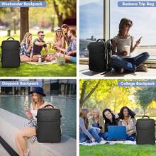 Large Carry On Travel Backpack - Flight Approved Waterproof Luggage Suitcase Backpacks Personal Item Size For Women Men Fit 17 Inch Laptop College Overnight Bag Anti-Theft Weekender Daypack Black Gold - 09-黑金 - 查看 8