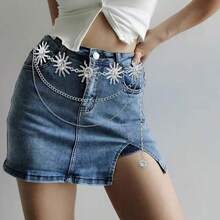 Cadena de cintura con diseño de sol y luna de varias capas, cadena de cintura de metal para vestidos de mujer - Girasol - Ver 5