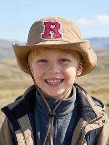 1顶4-10岁儿童大檐遮阳帽，A-Z 26个字母刺绣，夏季探险儿童防晒帽，儿童速干渔夫帽 - 1PC - 查看 3