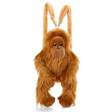 Women's Plush Backpack, Washable And Dry Cleanable, Polyester Lining, Animal Theme, Zipper Closure, Faux Fur, Striped Pattern, Perfect As Christmas And Birthday Gift - Yellow Orangutan - View 10