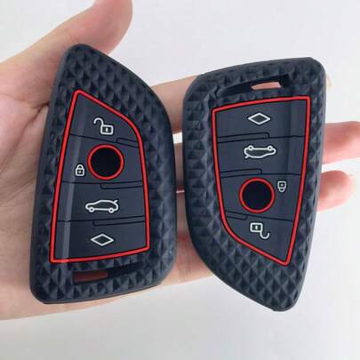 Diamond Pattern Silicone Key Cover - Premium Smart Key Protective Case For BMW 2/3/5/6/7 Series, X1 X2 X3 X5 X6 | Durable Scratch-Resistant Anti-Lost Auto Key Fob Cover For BMW Enthusiasts