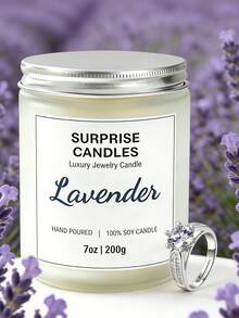 Surprise Lavender Scented Candle 7oz/200g, 100% Soy Wax Candle With Adjustable Ring Inside, Luxury Jewelry Candle Creative Gift For Her - A - View 2