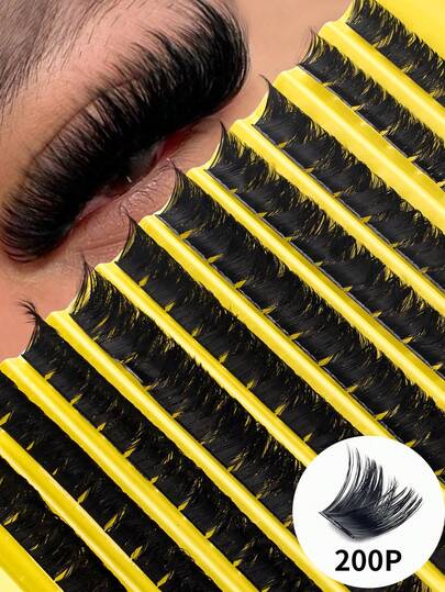 180pcs/160pcs/140pcs/120pcs D-Curl Fluffy DIY False Eyelash Clusters, 200D/150D/120D/100D/80D Cluster Lashes, 0.07mm D-Curl 8-16mm Mixed Natural Lash Extension, Super Thick Growth Cluster Lashes, Curled Individual Lashes, Slim Lashes, Cartoon-Like Lash Growth, Suitable For Beginners Home Use 180pcs Super Thick False Lashes, 180pcs Large Capacity, 3D Mink Hair False Eyelashes, False Lashes, Makeup Supplies, Extension False Lashes, Short Lashes, Homemade Lashes, Lightweight Lashes, Extension False Lashes DIY Home Products